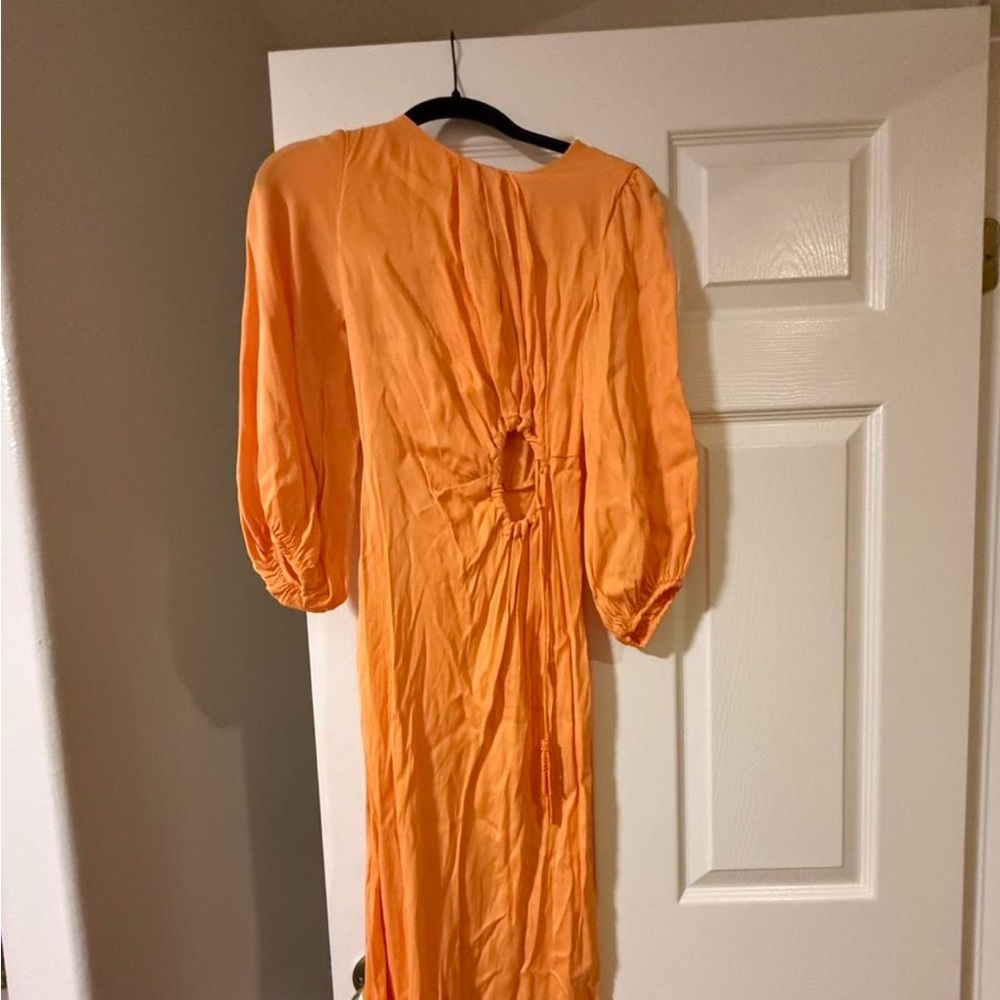 Farm Rio Elegant Orange Long-Sleeve Dress